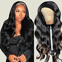 Headband Wigs for Black Women Human Hair 18 Inch Glueless Body Wave Headband Wig Human Hair 100% Brazilian Virgin Hair Machine Made Head band Wig 150% Density