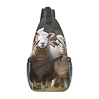 Sheep and Lambs Print Cross Chest Bag Sling Backpack Crossbody Shoulder Bag Travel Hiking Daypack Unisex