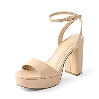 DREAM PAIRS Platform High Heels for Women Chunky Round Open Toe Ankle Strap Stylish Heeled Sandals for Party Prom Wedding