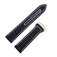 20mm 22mm Nylon Canvas Watch Band for Omega Strap Seamaster 300 AT150 Fabric Leather Aqua TERRA150 Watchband Deployment Buckle (Color : Blk Gold Buckle, Size : 22mm)