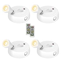 Olafus Spot Lights Indoor 4 Pack, Wireless Spotlight Battery Operated, Dimmable LED Accent Light Remote Control, 2700K Warm White Small Uplight Focus Light for Display Painting Picture Artwork Closet
