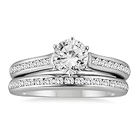 AGS Certified 1 5/8 Carat TW Diamond Bridal Set in 14K White Gold (J-K Color, I2-I3 Clarity)