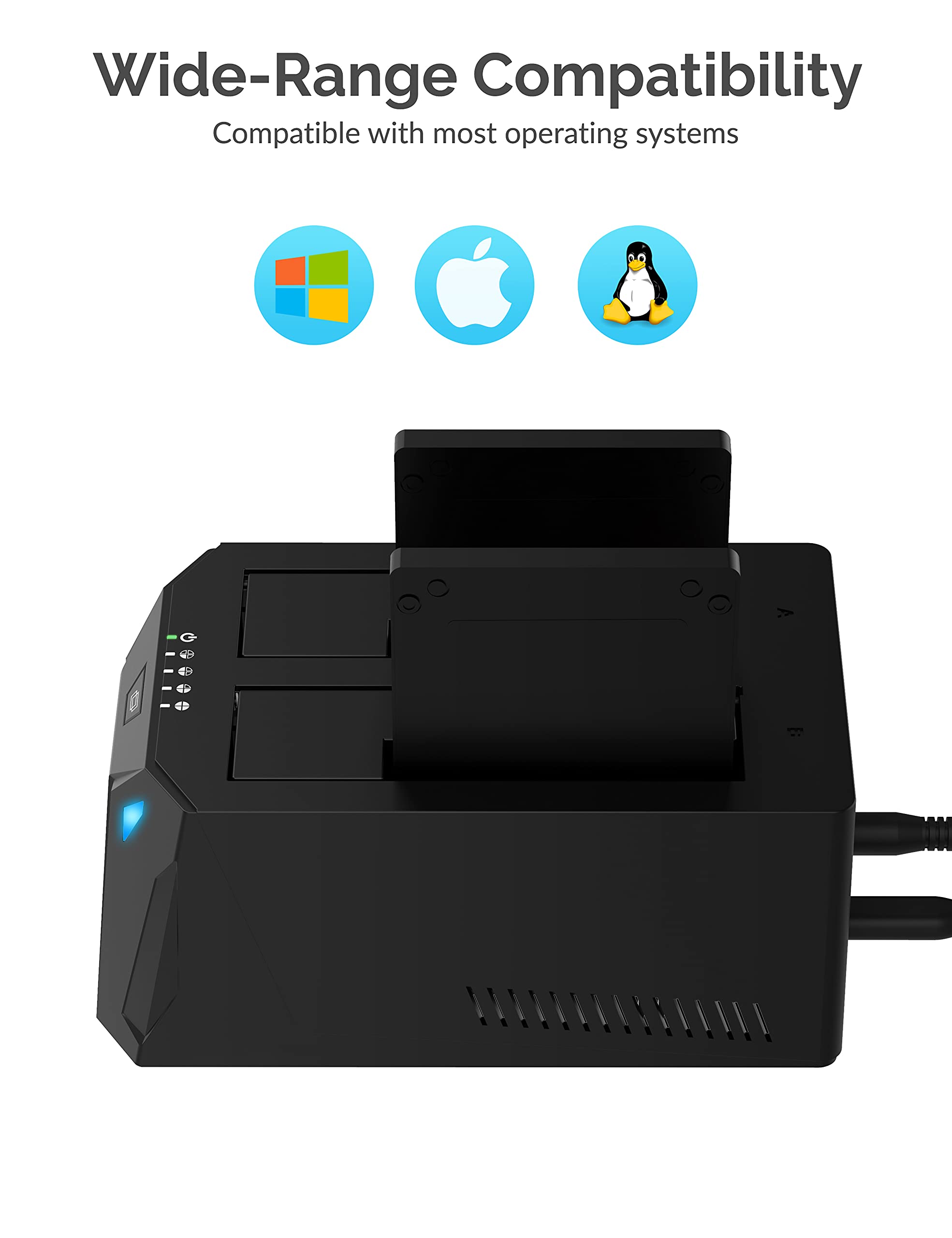 SABRENT USB Type C SATA 2.5” & 3.5” Dual Bay Hard Drive Docking Station | Offline Cloning | Up to 5Gbps | Tool Free Installation (EC-CH2B)