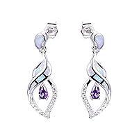 Water Drop Purple White Opal earring fashion hoop earrings