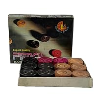 Amber Sporting Goods French Carrom Coins, Premium Wooden Set: 1.2 Inch Diameter, 0.3 Inch Height - Perfect for Amateur Players
