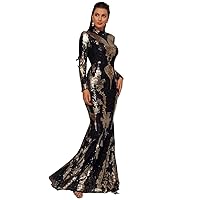 Womens Fall Fashion 2022 Mock Neck Sequin Formal Dress (Color : Multicolor, Size : X-Large)