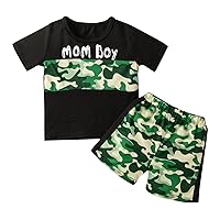 Suspender Pant Set Toddler Kids Letter Outfits Tops 15 Summer Sleeve T Years Camouflage Set Baby Boy (Black, 2-3 Years)
