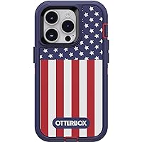 OtterBox iPhone 14 Pro (ONLY) Defender Series Case - AMERICAN FLAG, rugged & durable, with port protection, includes holster clip kickstand