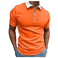 Mens Polo Shirts Lightweight Quarter Zip Casual Short Sleeve Collared Golf Shirts Big & Tall Performance Tennis Shirt