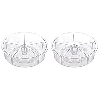 12 Inches Lazy Susan Organizer, Turntable Acrylic Spice Rack with 3 Detachable Dividers for Cabinet Storage, Rotating Seasoning Organizer for Pantry Vanity Kitchen, Set of 2, 12 inches, Clear
