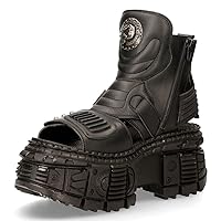 New Rock Boots BIOS106-V3 Black VEGAN Leather Ladies Platform Sandal Biker Goth