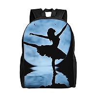 Ballet Silhouette Laptop Backpack Water Resistant Travel Backpack Business Work Bag Computer Bag For Women Men