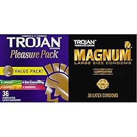 TROJAN Pleasure Pack Assorted Condoms 36 Count and TROJAN Magnum Lubricated Large Condoms 36 Count