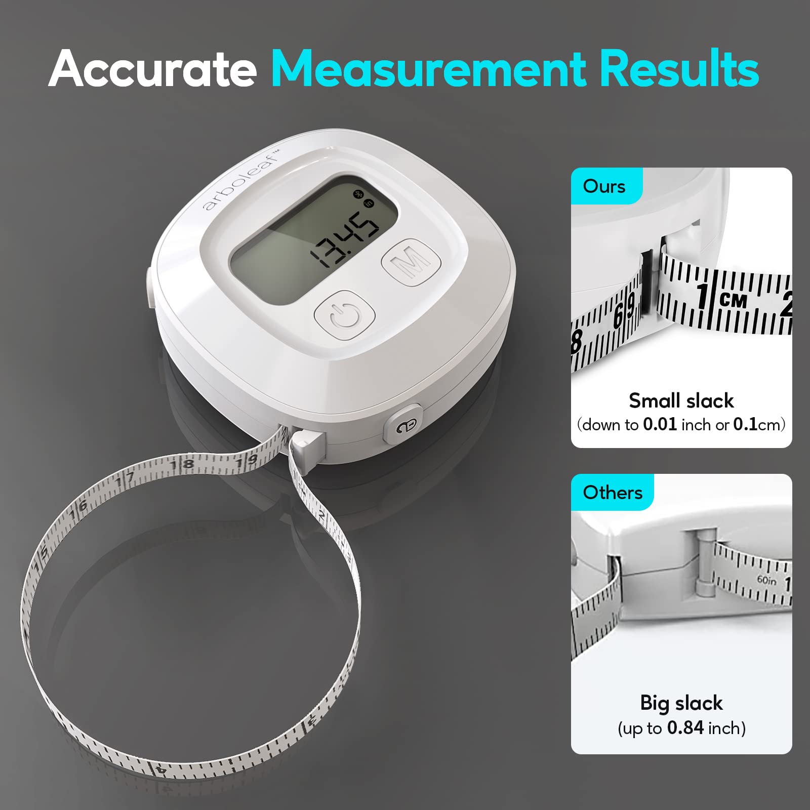 Buy arboleaf Smart Tape Measure Body with App, Bluetooth Measuring Tape for  Body Measurements, Locking Mechanism, Retractable, Body Measuring Tape for  Weight Loss, Measure Circumference Length, 60inch