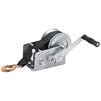 2400lbs Boat Trailer Winch, Hand Winch Heavy Duty Hook with 23ft Black Strap, Gear Ratio: 4:1/8:1,Two Way Ratchet Boat Winch for Trailer ATV Boat