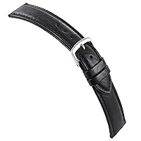 Hadley Roma Men's Replacement Watch Band, Smooth Black Vegan Microfiber, Stitched & Padded, Oiled Leather Look. Silver or Gold Tang Buckle (MS754) - Lug Size: 18mm, 20mm, 22mm