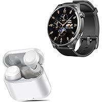 TOZO S5 Smartwatch (Answer/Make Calls) Sport Mode Fitness Watch, Black + T6mini Wireless Bluetooth in-Ear Headphones White