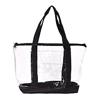 Black Clear Shopping Bag Security Work Tote Shoulder Bag Womens Handbag