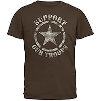 Support Our Troops Camo Star Brown Adult T-Shirt - X-Large