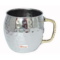 PARIJAT HANDICRAFT Stainless Steel Moscow Mule Mugs Capacity 16 Ounce Insulated brass handle Coffee Mug Beer Mug Cup Moscow Mule Mugs