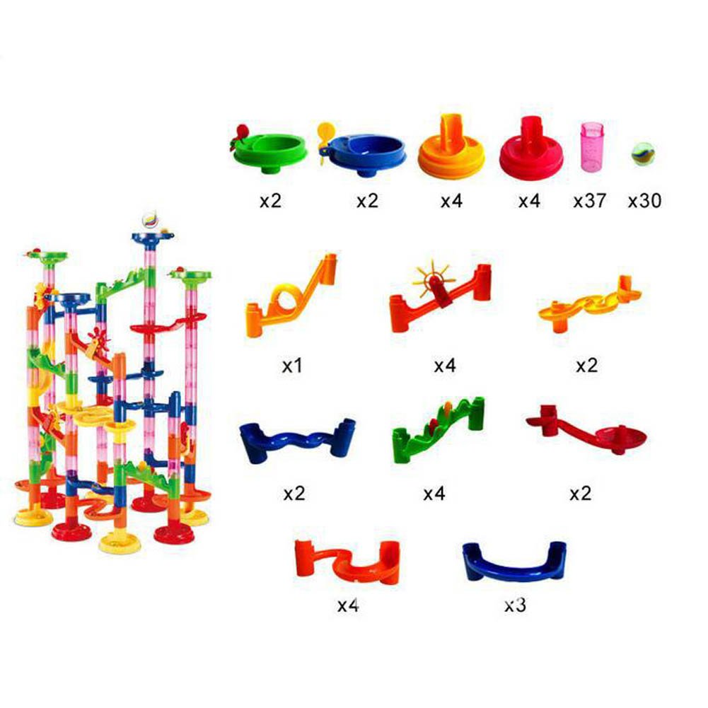 ELONGDI Marble Run Race Coaster Set, Marble Run Railway Toys [ 105 Pieces ] Construction Toys Building Blocks Set Marble Run Race Coaster Maze Toys for Kids