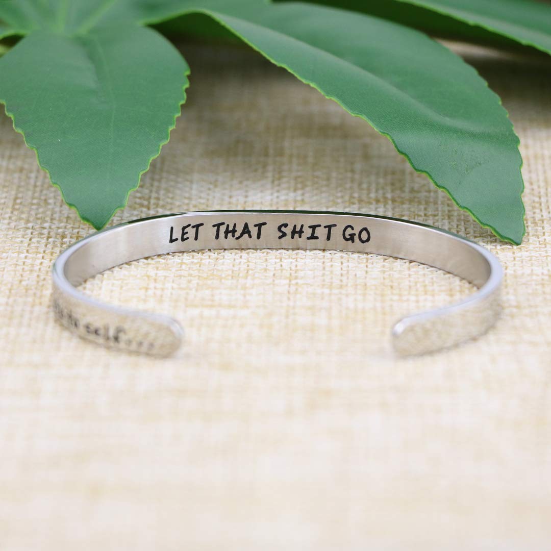 Joycuff Bracelets for Women Personalized Inspirational Jewelry Mantra Cuff Bangle Friend Encouragement Gift for Her