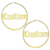 FaithHeart Personalized Custom Name Earrings for Women, Stainless Steel 18K Gold Plated Unique Hoop Ear Charms