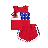 Nie Cuimeiwan 4th of July Toddler Boy Girl Outfit American Flag Vest Tank Top Stripe Shorts Independence Day Clothes Set
