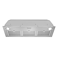 COSMO COS-36IRHP 36 in. Insert Range Hood with Push Button Controls, 3-Speed Fan, LED Lights and Permanent Filters in Stainless Steel