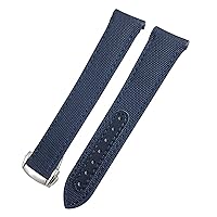 19mm 20mm 21mm Canvas Leather Bottom Watchband for Omega Seamaster 300 Speedmaster AT150 Planet Ocean SEIKO Nylon Watch Strap