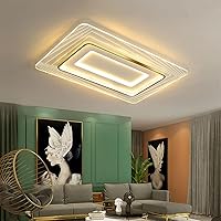 Ceiling Fans Withps,Flush Mount Close to Ceiling Lights, Coffee Modern Acrylic Lighting Fixtures for Living Room Bedroom Dining Room Kitchen Indoor Décor/Rectangle (Style 4)/120 * 80 * 6Cm