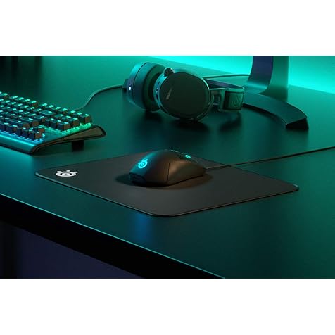 SteelSeries QcK Gaming Mouse Pad - Medium Stitched Edge Cloth - Extra Durable - Optimized For Gaming Sensors - Black