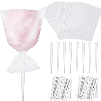1600 Pcs Cotton Candy Supplies Set Include 400 Pcs 18.5 x 11.5 in Clear Cotton Candy Bags with 800 Pcs Ties and 400 Cotton Candy Cones for Carnival Party Concession Stand Favor (Classic)