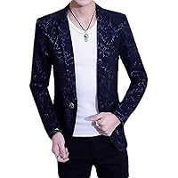 Men Vogue Casual One Button Nightclub Regular Fit Floral Printed Blazer Jacket Coat