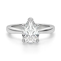 1.18 CT Pear Cut VVS1 Colorless Moissanite Engagement Ring, Wedding/Bridal Ring Set, Solitaire Halo Hidden Sterling Silver Vintage Antique Anniversary Promise Ring