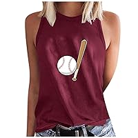 Womens Baseball Mom Tank Tops Cute Baseball Graphic T Shirt Summer Sleeveless Tee Shirt Workout Loose Fit Tops