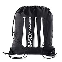 Boys Drawstring Backpack Baseball Bags 1-10 Pack Bulk Options - Black CA2500Baseball S3