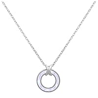 jewellerybox Sterling Silver Mother of Pearl Karma Circle Necklace 18 Inch