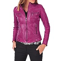 Women Leather Jacket - Zipper Closure Biker Lambskin Leather Jacket's For Girl