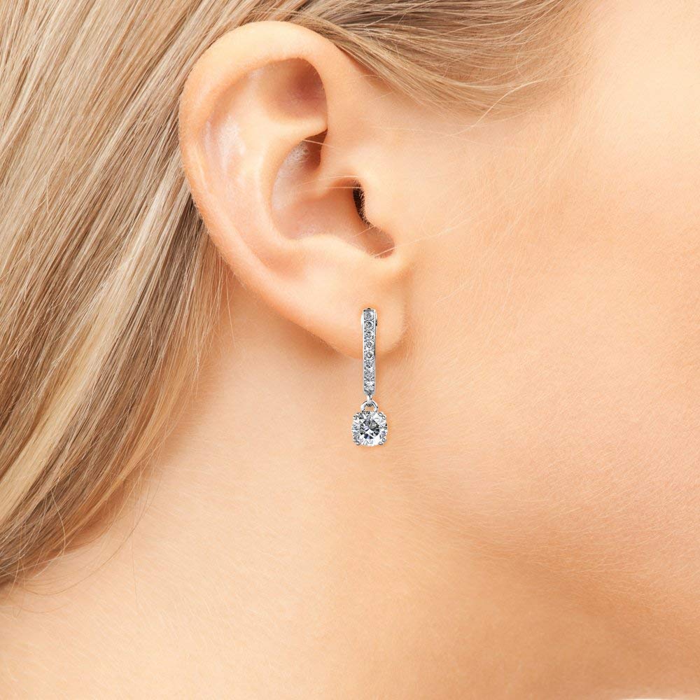 Cate & Chloe Mckenzie 18k White Gold Plated Dangle Earrings | Women's Drop & Dangle Earrings With Crystals, Horseshoe Dangling Earrings, Silver Earrings For Women, Hypoallergenic Earrings Earring Set…