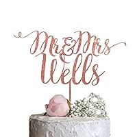 Custom Wedding Cake Topper with your Last Name, Personalized wedding cake topper, Calligraphy Wedding Cake Topper, Rose Gold Silver Glitter