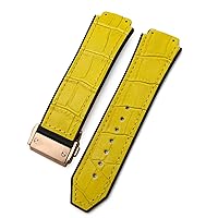 20mm 22mm Cowhide Rubber Watchband 25mm * 19mm Fit for Hublot Watch Strap Calfskin Silicone Bracelets Sport (Color : 30, Size : 25x19x22mm)