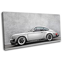 Bold Bloc Design - Concrete Classic Porsche 911 Cars 180x90cm SINGLE Canvas Art Print Box Framed Picture Wall Hanging - Hand Made In The UK - Framed And Ready To Hang 13-9930(00B)-SG21-LO-D