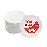 Products Paper Plates - Uncoated White Plate - Use for Foodware, Events, Activities, Crafts Projects and More - Environmentally Friendly - Recyclable and Disposable - 6-Inches - 100 Pack