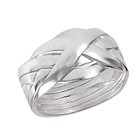 Six Piece Hard Puzzle Knot Weave Mesh Ring .925 Sterling Silver Band Sizes 6-12