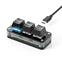 BRIMFORD Programmable Keypads USB-C Customized Copy Paste Cut Mini 3 Keys with LED Light Mechanical Hot Swap Macro Keyboard (3-Keys-Black)