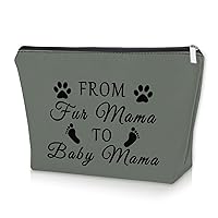 Mom to Be Gifts First Time Gray Makeup Bag Baby Reveal Gifts for Mom Pregnancy Announcement Gift Cosmetic Bag New Mommy Gifts for Women After Birth Birthday Christmas Mother's Day Gifts