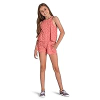 Roxy Girls Misty Afternoon - Sleeveless Playsuit - Girls 8-16 - 14 - Pink Burnt Coral Treasure Trove 14/Xl