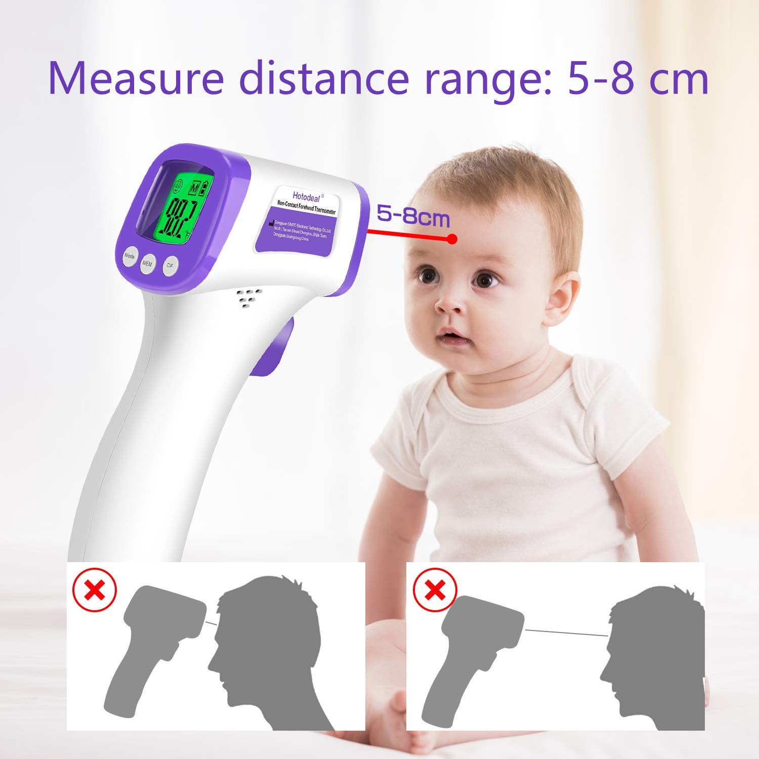 Infrared Forehead Thermometer, Non-Contact Forehead Thermometer for Adults, Kids, Baby, Accurate Instant Readings No Touch Infrared Thermometer with 3 in 1 Digital LCD Display for Face, Ear, Body
