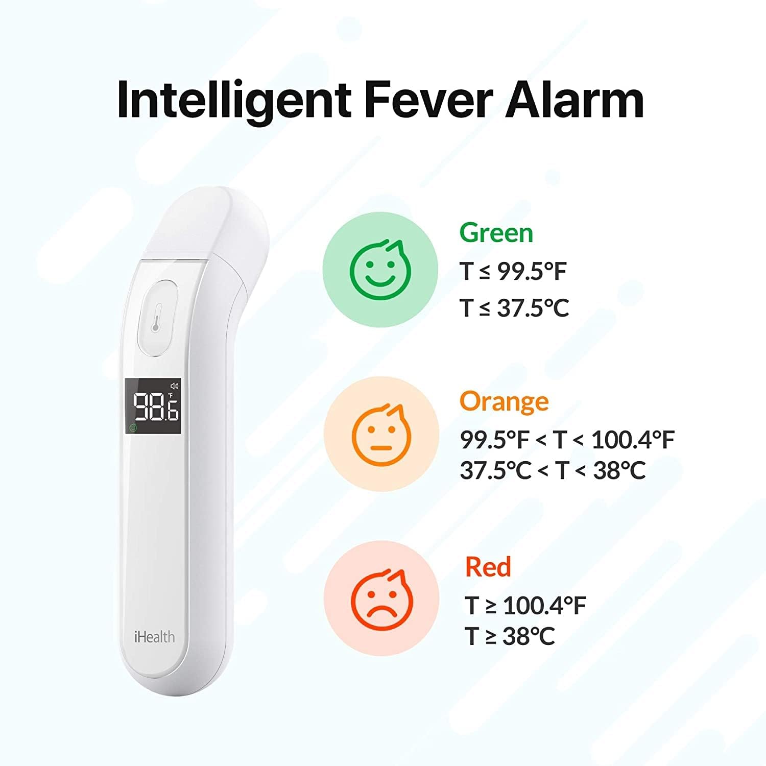 Thermometer for Adults by iHealth, Infrared Forehead Thermometer for Adults and Kids, Touchless Digital Baby Thermometer with Fever Indicator, Non Contact Thermometer (PT2L)